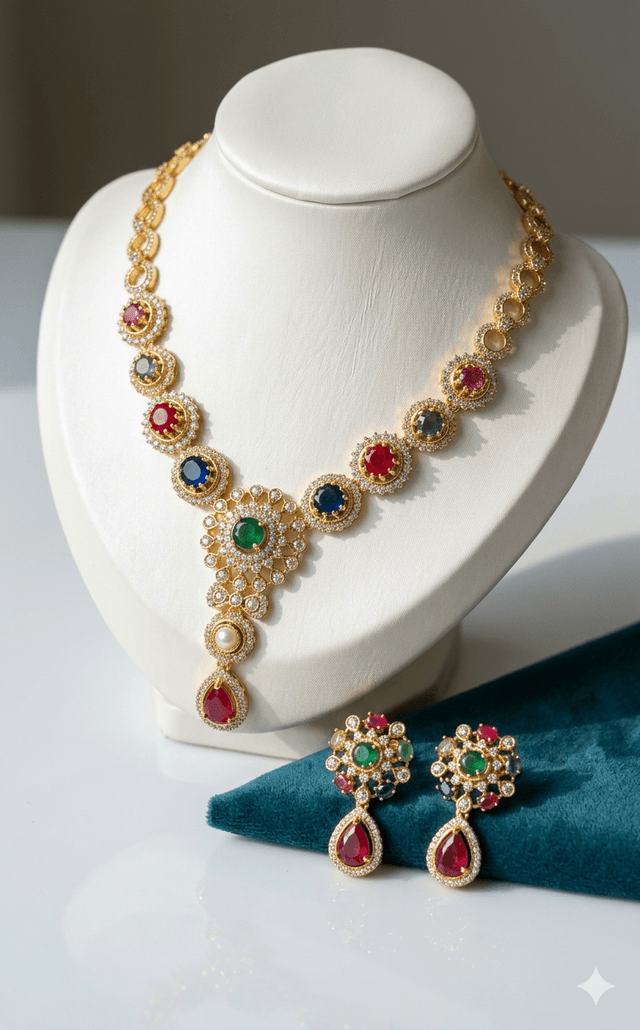MULTICOLOR STONES NECKLACE SET